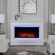 34'' Electric Fireplace LED Log Flame Fire Heater Surround Standing Set White