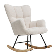 Nursing Rocking Chairs Teddy Velvet Rocker Armchair with Pocket Living Room Sofa