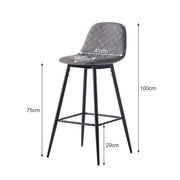 Set of 2 pcs Bar Stools Breakfast Kitchen Stools Diamond Design with Footrest UK