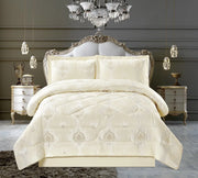 3 Pcs Bedspread Jacquard Quilted Heavy Comforter Bedding Set Bed Throw & Pillows