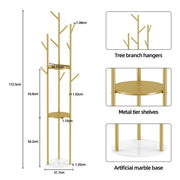 Heavy Duty Marble Coat Rack Stand Clothes Rails Hooks For Corridor Door Entrance