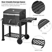 Outdoor BBQ Smoker Charcoal Barbecue Grill Portable Garden w/ Wheel & Cover