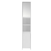 White Bathroom Cabinet 2 Door 6 Shelves Storage Makeup With Mirror Free Standing