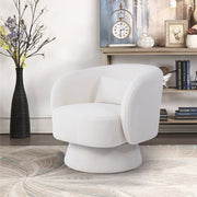 Teddy Velvet Rotating Tub Armchair Swivel Chairs Padded Accent Sofa with Bolster