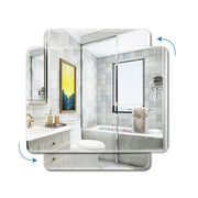 Modern Wall Mount Self-adhesive Plain Bevelled Bathroom Mirror Frameless Mirror