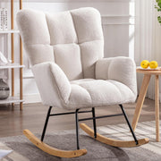 Nursing Rocking Chairs Teddy Velvet Rocker Armchair with Pocket Living Room Sofa