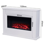 Electric Fireplace LED Log Fire Flame White Surround Standing Heater Set 30/34''