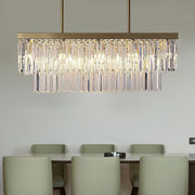 Crystal Dining Room Island Pendant Lamp Long Chandeliers Rectangle Ceiling Light