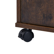 Brown Office Filing Cabinet Mobile Printer Stand File Storage 3 Drawer 4 Wheels