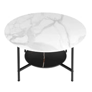 Heavy Duty Marble Coffee Table Large 2 Tier Round Sofa Side End Table Bookshelf