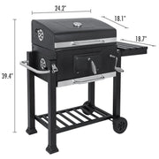 BBQ Smoker Charcoal Barbecue Grill Portable Outdoor Garden w/ Wheel & Cover