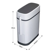 Plastic Trash Can with Lid Narrow Bathroom Waste Bins Press Lid Toilet Brush Set