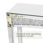 Large Crushed Diamond Silver Mirrored Console Table Lamp End Side Table Bedroom