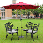3/5Pcs Cast Aluminum Bistro Set Garden Furniture Dining Table & Cushioned Chairs