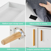 White Shoe Bench Shoe Storage Rack Cabinets with Padded Seat Cushion for Hallway