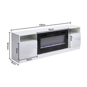 Electric Fireplace With 70in TV Stand Unit Cabinet Fire Logs Heater Flame 12 LED