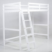 3FT Wooden Loft Bed White Bunk Bed Frame Ladder High Sleeper Cabin Bed Kid Child