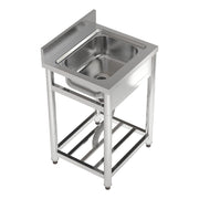 Stainless Steel Kitchen Sink Catering Single Bowl W/ Storage Shelf Drainer Units