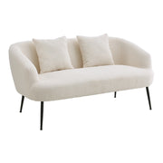 2 Seater Sofa Teddy Velvet Lounge Armchair Couch Accent Chair with Pillow Lounge