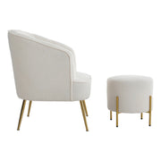 Sherpa Teddy White Single Sofa Armchair Button Wingback Accent Chair w/Footstool