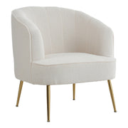 Sherpa Teddy White Single Sofa Armchair Button Wingback Accent Chair w/Footstool