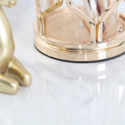 Beautiful Gold Round Marble Side Table Sofa End Table with 2 Tier Storage Shelf