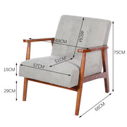 Mid-Century Solid Wooden Frame Armchair Tub Sofa Button Upholstered Accent Chair