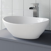 Countertop Basin Sink Bathroom Vanity Wash Oval Curved White Modern 410x330mm