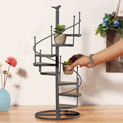 Indoor Outdoor Metal Ladder Shelf Wood Plant Stand Stairs Flowerpot Display Rack