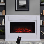 Electric Fireplace LED Log Fire Flame White Surround Standing Heater Set 30/34''