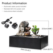 Buddha Fountain Zen Statue Water Feature Indoor Garden Ornament LED Lights Decor