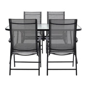 Metal Garden Dining Set Glass Parasol Table And Chairs 4-6 Seater Outdoor Dining