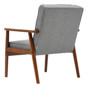 Buttoned Mid Back Armchair Upholstered Linen Tub Sofa Wood Frame Accent Chair UK