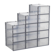 12PCS Stackable Shoe Box Clear Footwear Case Foldable Sneaker Storage Organiser