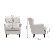 Large Button Tufted Tub Armchair Linen/Velvet Lounge Sofa Cuddle Chair Stool Set