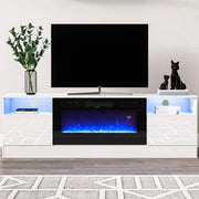 Electric Fireplace With 70in TV Stand Unit Cabinet Fire Logs Heater Flame 12 LED