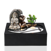Buddha Fountain Zen Statue Water Feature Indoor Garden Ornament LED Lights Decor