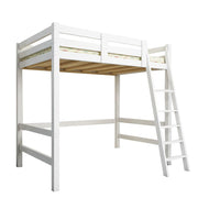 3FT Wooden Loft Bed White Bunk Bed Frame Ladder High Sleeper Cabin Bed Kid Child