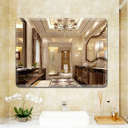 Modern Wall Mount Self-adhesive Plain Bevelled Bathroom Mirror Frameless Mirror