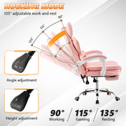 Racing Gaming Chair w/ Arm, Faux Leather Gamer Recliner Home Office, Black Pink