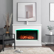 Electric Fireplace LED Log Fire Flame White Surround Standing Heater Set 30/34''