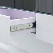 Modern Rectangle Coffee Tea Table Tempered Glass Top Living Room With Drawers