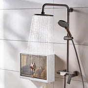 Wall Mount Cabinet Bathroom Shower Caddy 2 Door Vanity Storage Cupboard w/ Hooks