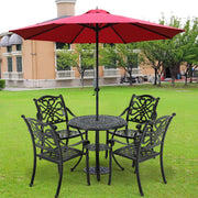 3/5Pcs Cast Aluminum Bistro Set Garden Furniture Dining Table & Cushioned Chairs