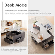 Lift Top Coffee Table with 3 Drawers, Shelf Storage Hydraulic Tea Table Desk