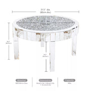 Luxury Silver Crushed Crystal Round Coffee Table Sparkle Diamante Living Room UK