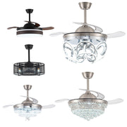 Chic LED Ceiling Fan Modern Chandelier Lamp Living Room Bedroom Pendant Light