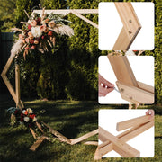 XL Stunning Double-Hexagon Wooden Wedding Arch Backdrop Stand Archway Arbor Boho