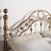 VICTORIAN BRUSHED ANTIQUE BRASS METAL BED FRAME - SMALL DOUBLE - KING
