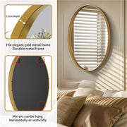 LUVODI Oval Bathroom Mirror Brushed Brass Framed Wall Mounted Mirrors for Vanity